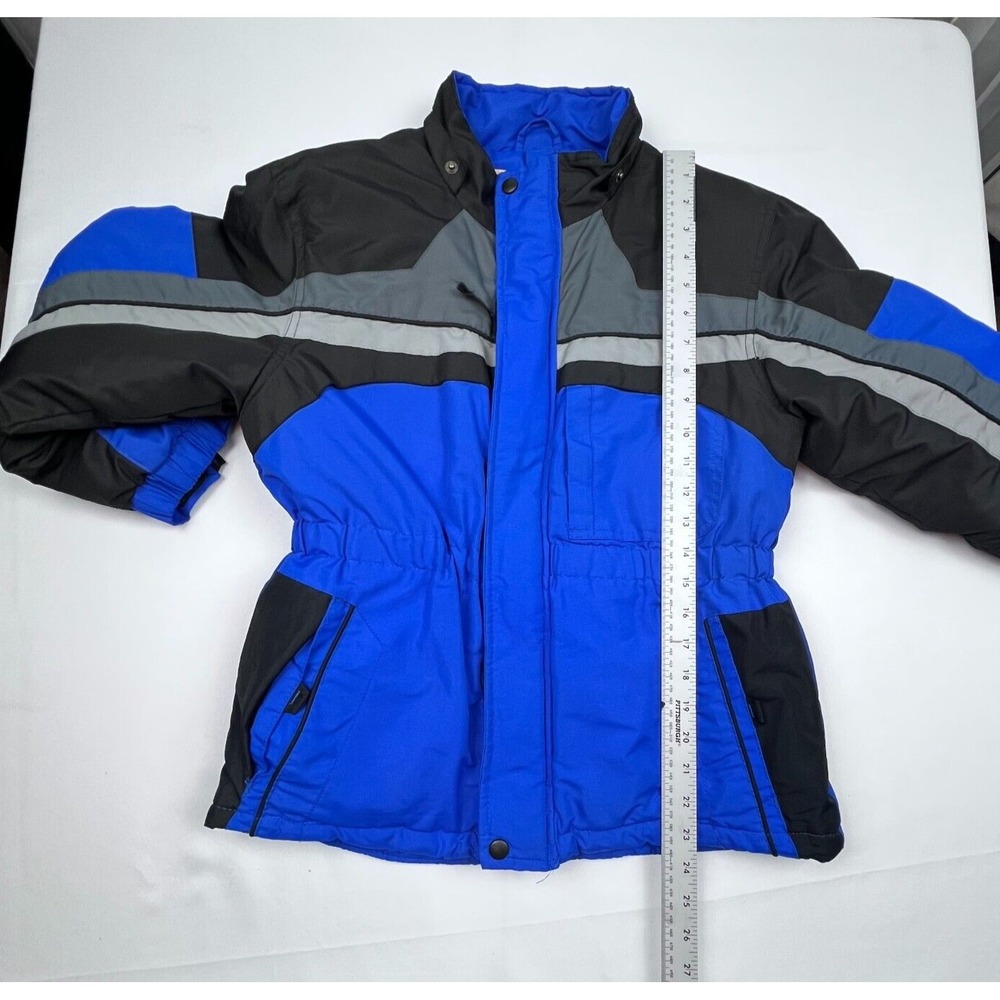 Arizona Boys 10\12 Winter Puffer Coat Jacket Ski Blue Gray Black -No Hood & FLAW - Picture 10 of 11
